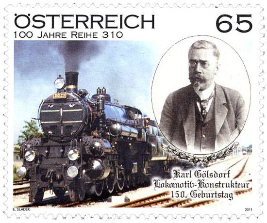 (2011) No. 2916 ** - Austria - 150th Birthday of Karl Gölsdorf; 100 years Series 310