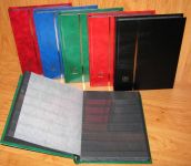 Stock Book - A5, 32 black pages, clear strips | black, blue, green, red