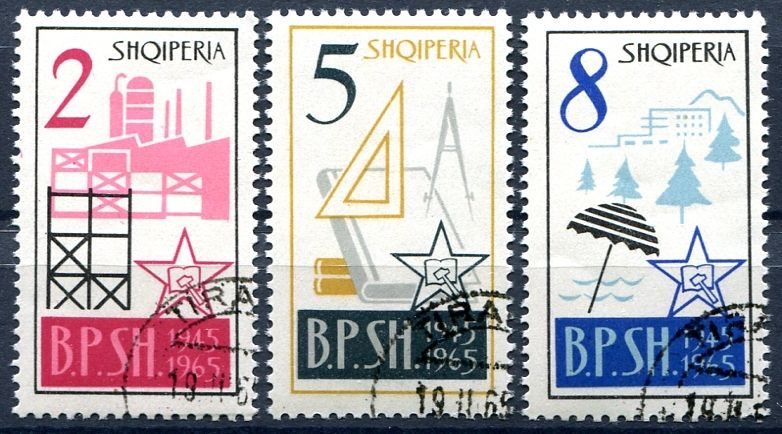 (1965) MiNr. 918 - 920 - O - Albánie - 20. výročí sjednocené Albánie