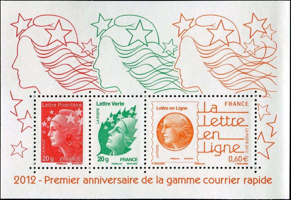 (2012) MiNr. 5430 ** - Francie - BLOCK 205 - 1 rok nového poštovního kurzu