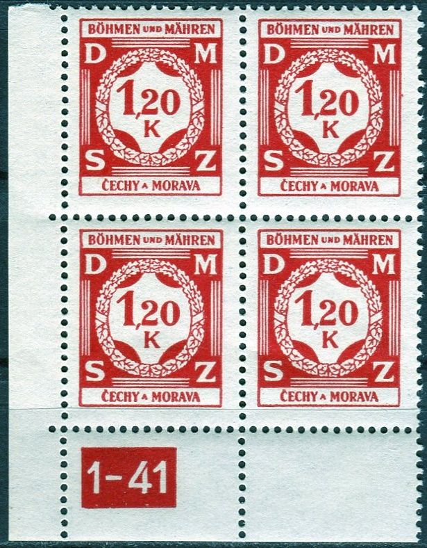 (1941) č. SL 7 ** - Protektorát Čechy a Morava - 4-bl - Služební známky