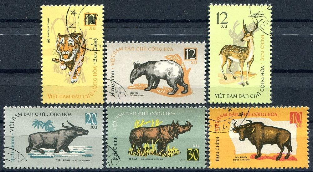 (1964) MiNr. 319 - 324 - O - Severní Vietnam - divoká zvěř