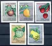 (1964) MiNr. 334 - 338 U * - cut - North Vietnam - tropical fruit