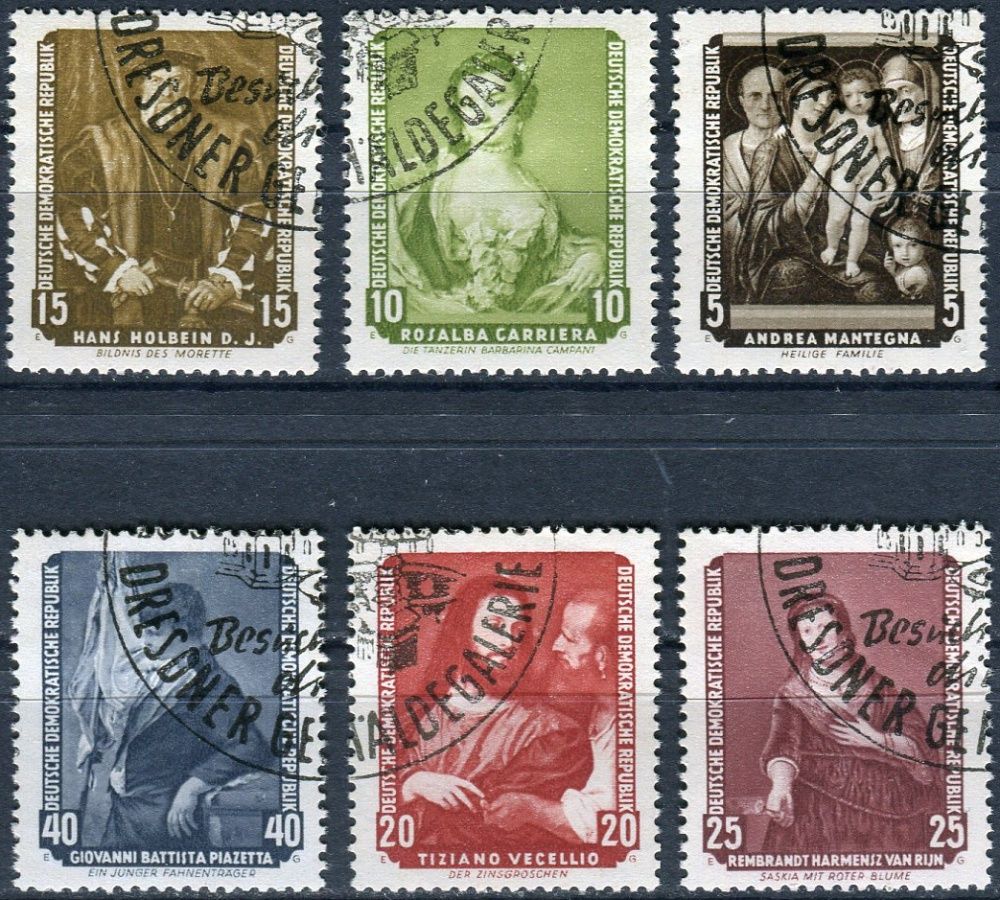 (1957) MiNr. 586 - 591 - O - DDR - paintings in Dresden gallery