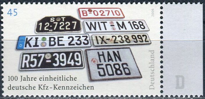(2006) MiNr. 2551 ** - Německo - 100 let jednotné německé SPZ