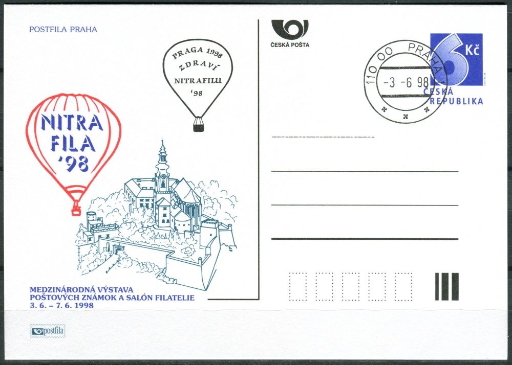 (1998) CDV 32 O - P 33 - Nitrafila 98 - mezinárodní výstava poštovních známek - razítko + kašet