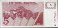 Slovinsko - (P 3) 5 Tolar (1990) - UNC