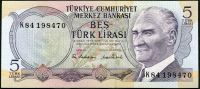 Turkey - (P185) 5 Lir (1970) - UNC