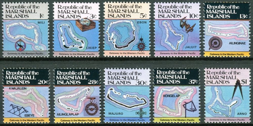 (1984) MiNr. 5 - 14 A ** - Marshallovy ostrovy - ostrovní mapy