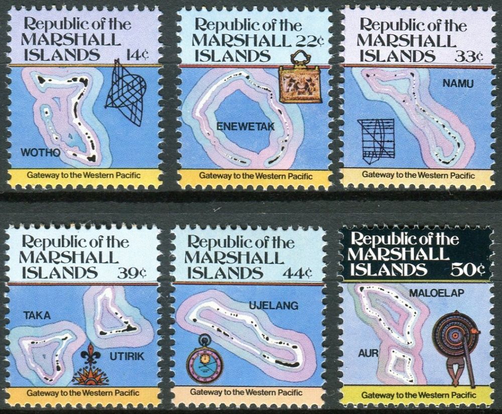 (1985) MiNr. 40 - 45 A ** - Marshallovy ostrovy - Ostrovní mapy