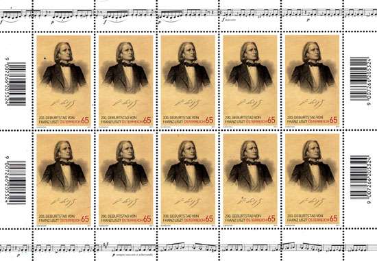 (2011) No. 2910 ** - Austria - SHEET - 200th Birthday of Franz Liszt