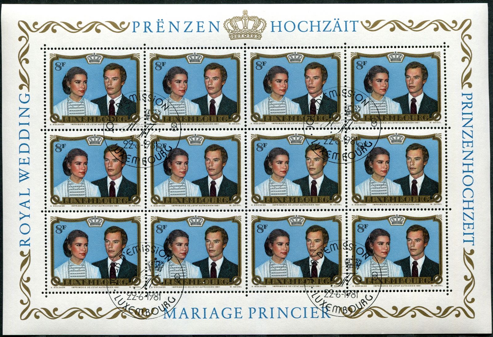 (1981) MiNr. 1036 - O - Lucembursko - svatba Henriho a Marie Terezie
