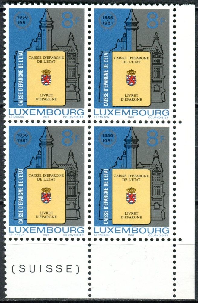 (1981) MiNr. 1035 - ** - Lucembursko - 4-bl - 125 let Státní spořitelny Lucemburk