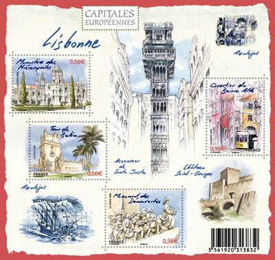 (2009) MiNr. 4767 - 4770 ** MS 112 - France - Capital Cities - Lisbon