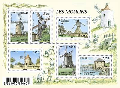 (2010) MiNr. 4939 - 4944 ** (MS 130) - France - Water and windmills