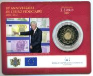 (2012) 2 € - Luxembourg - Euro 10 years - coin card 