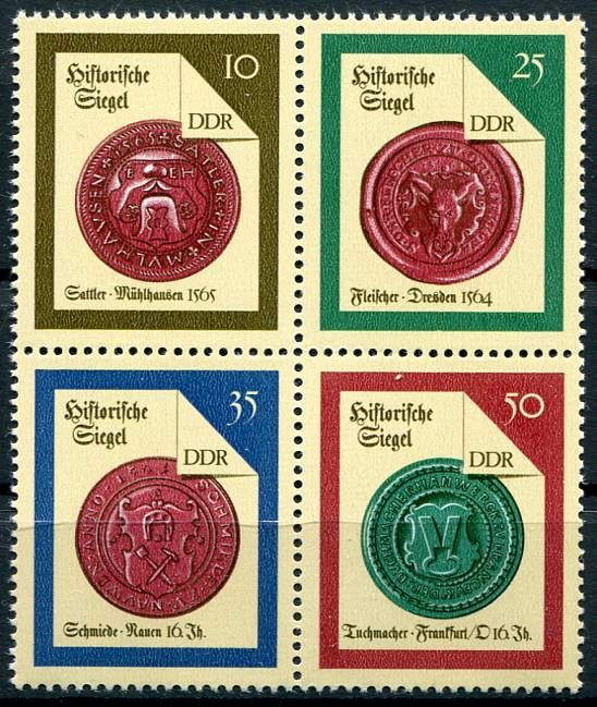 (1988) MiNr. 3156 - 3159 **, 4-bl - DDR - Historické pečeti (II). | www.tgw.cz