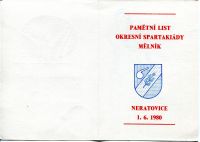 (1980) Pamětní list (čísl. 1294) - Okresní spartakiáda Mělník - Neratovice 1.6.1980 | www.tgw.cz