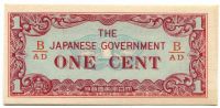 Malajsie - Japonské okupační bankovky - 1 cent (1942) UNC