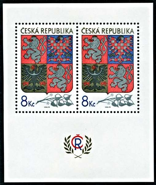 (1993) MiNr.10 ** Block 1 - Czech Republic - Large State Emblem