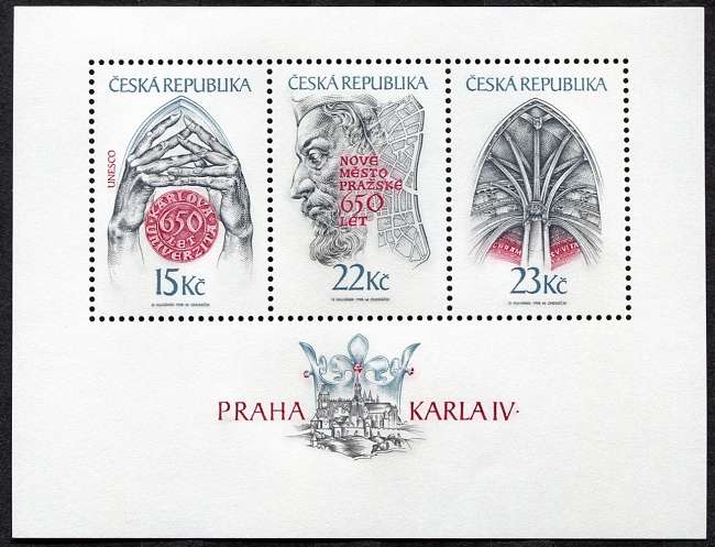 (1998) MiNo. 173 - 175 ** Minisheet - Czech Republic - Prague Charles IV.