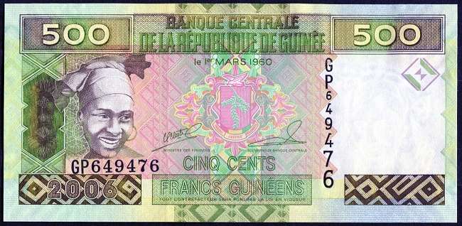 Guinea - (P 39) 500 FRANCS (2006) - UNC