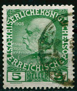 (1908) MiNr. 142 - O - Austria-Hungary - stamp from the series: 60th anniversary of the reign of Emperor Franz Joseph I.