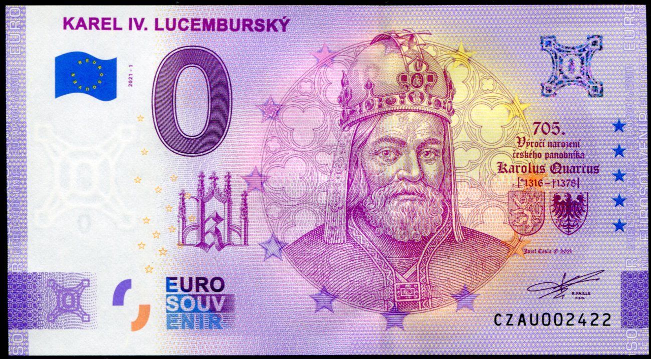 (2021-1) Česko - Karel IV. Lucemburský - € 0,- pamětní suvenýr