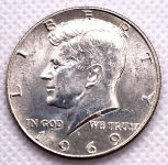 (1969) USA - silver coin 1/2 dollar (Ag) - Kennedy (#1)
