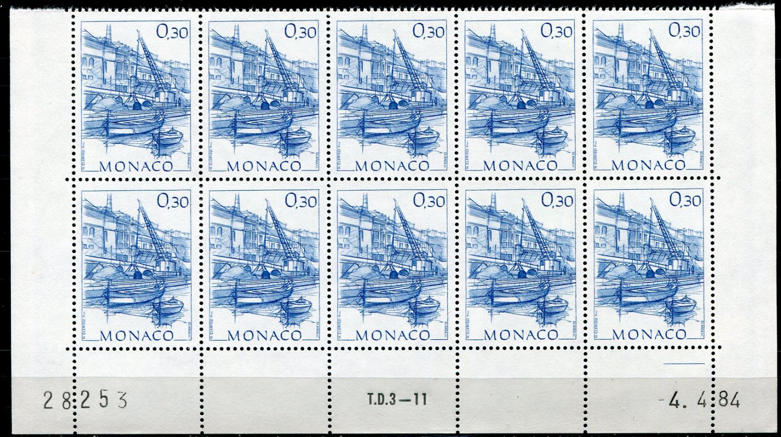 (1984) MiNr. 1638 **, 10-bl - Monako - Rané pohledy na Monako.