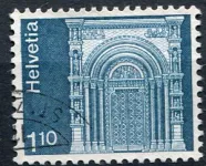 (1975) MiNr. 1068 - O - Switzerland - Gallus Gate, Basel Cathedral