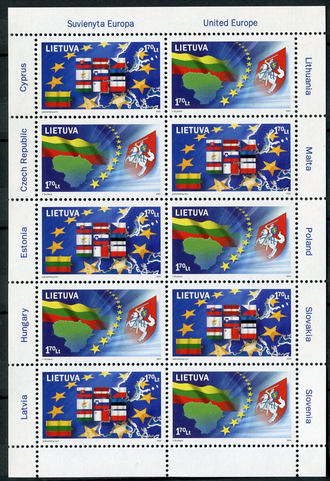 (2004) MiNr. 844 - 845 ** PL - Litva - Vstup do Evropské unie