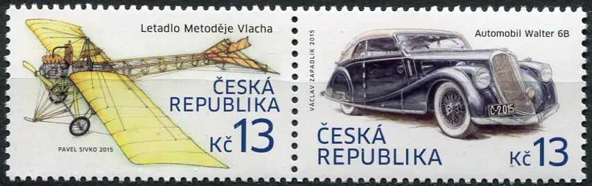 (2015) č. 838 - 839 ** - Česká republika - historické auto + letadlo (1)