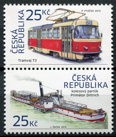 (2015) č. 861-862 ** - Česká republika - Tramvaj T3 + kolesový parník (3)