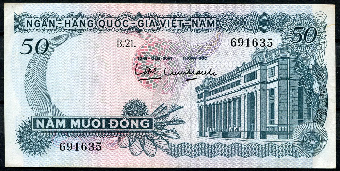 South Vietnam (P 25a) 50 Dong banknote (1969) 2/2