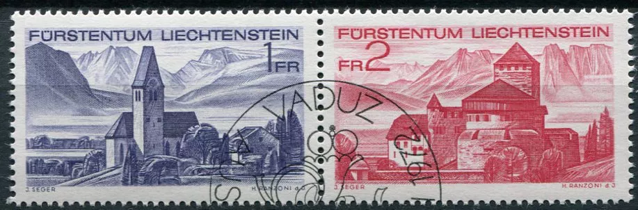 (1972) MiNr. 565 - 566 - O - Lichtenštejnsko - 8. Lichtenštejnská výstava poštovních