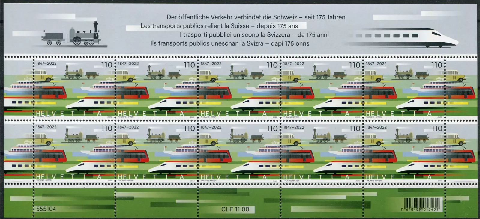 (2022) MiNr. 2821 ** PL - Švýcarsko - veřejná hromadná doprava