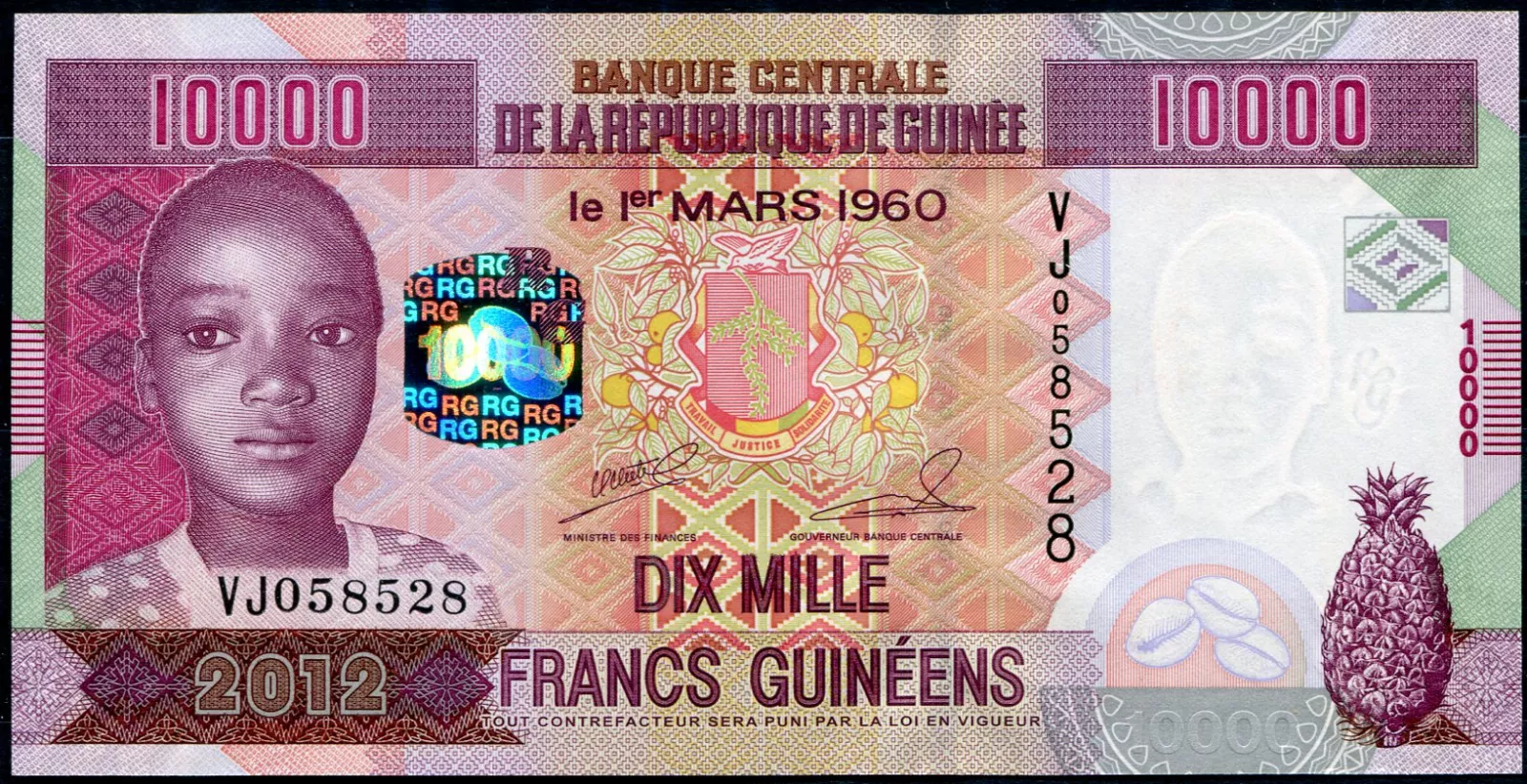 Guinea (P 46a) 10.000 FRANCS (2012) - UNC