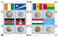 (2013) MiNr. 838 - 845 **  - SHEET - UN Geneva - Coin and Flag Series 2013