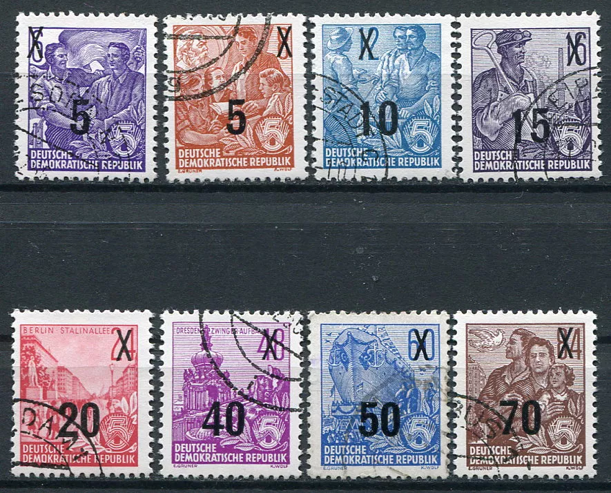 (1954) MiNr. 435 - 442 - O - DDR - First Five-Year Plan - reprint