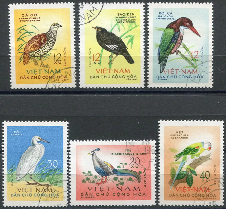 (1963) MiNr. 275 - 281 - O - Severní Vietnam - Ptáci 1963