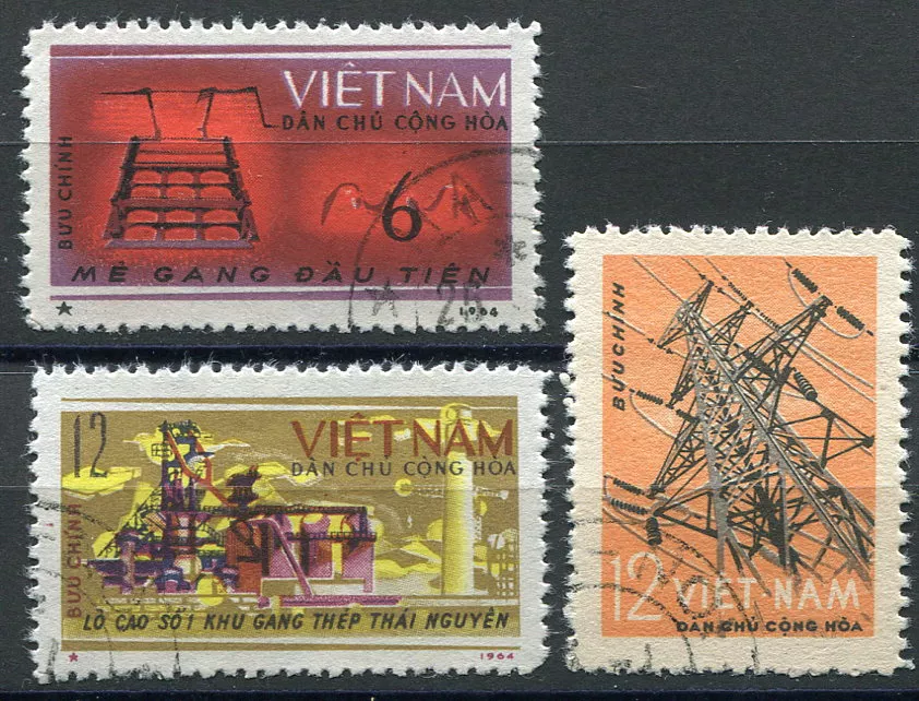 (1964) MiNr. 293 - 295 - O - Severní Vietnam - První pětiletý plán (V.)