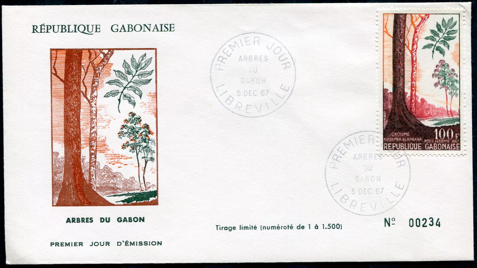 (1967) FDC MiNr. 293 - Gabun - Okoumé (Aucoumea klaineana)