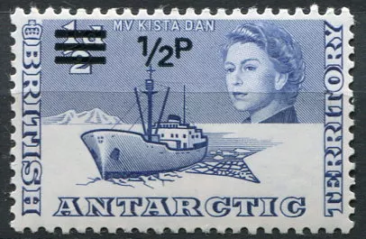 (1971) MiNr. 25 ** - Britská antarktická území - loď M.V. Kista Dan (přetisk)