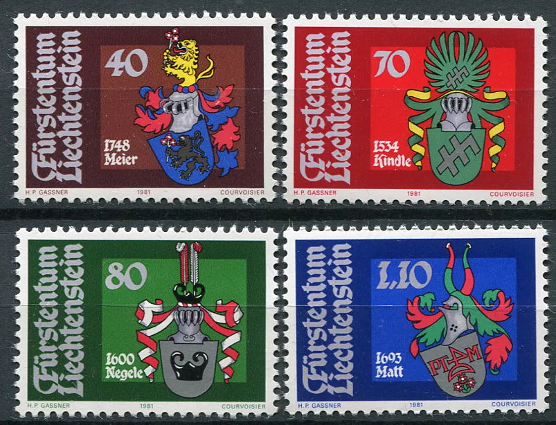 (1981) MiNr. 766 - 769 ** - Liechtenstein - Coats of Arms (1981) MiNr. 766 - 769 ** - Lichtenštejnsko - Erby