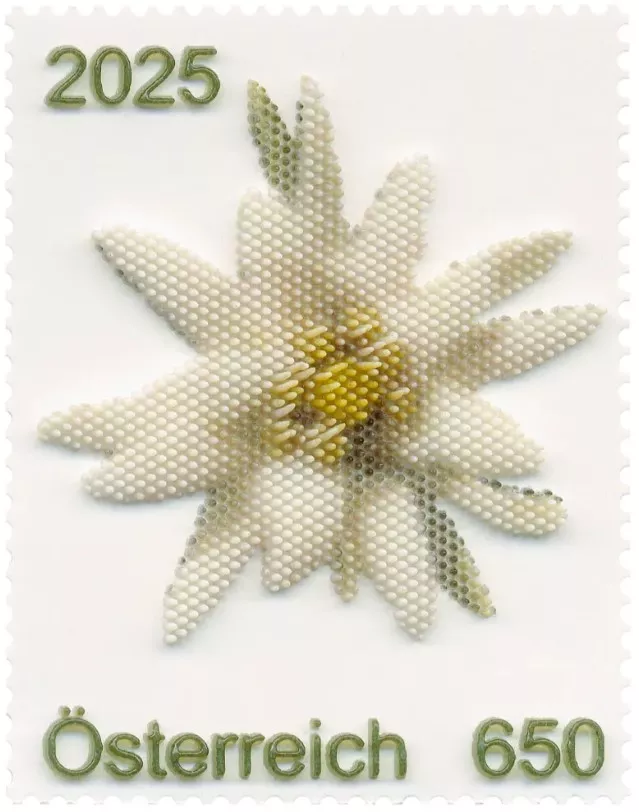(2025) MiNr. ** - Rakousko - „Edelweiss Reloaded“ 3D tisk