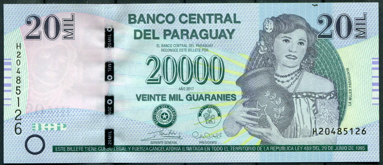 Paraguay (P 238c) - 20 000 quaranies (sér. H - 2017) - UNC