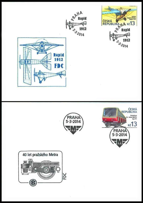 (2014) FDC 799-800 - Historické dopravní prostředky: