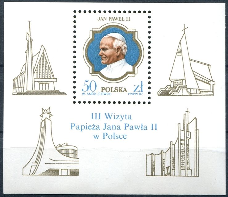 (1987) MiNr. 3101 ** - Polsko - BLOCK 103 - Návštěva Jana Pavla II. v Polsku